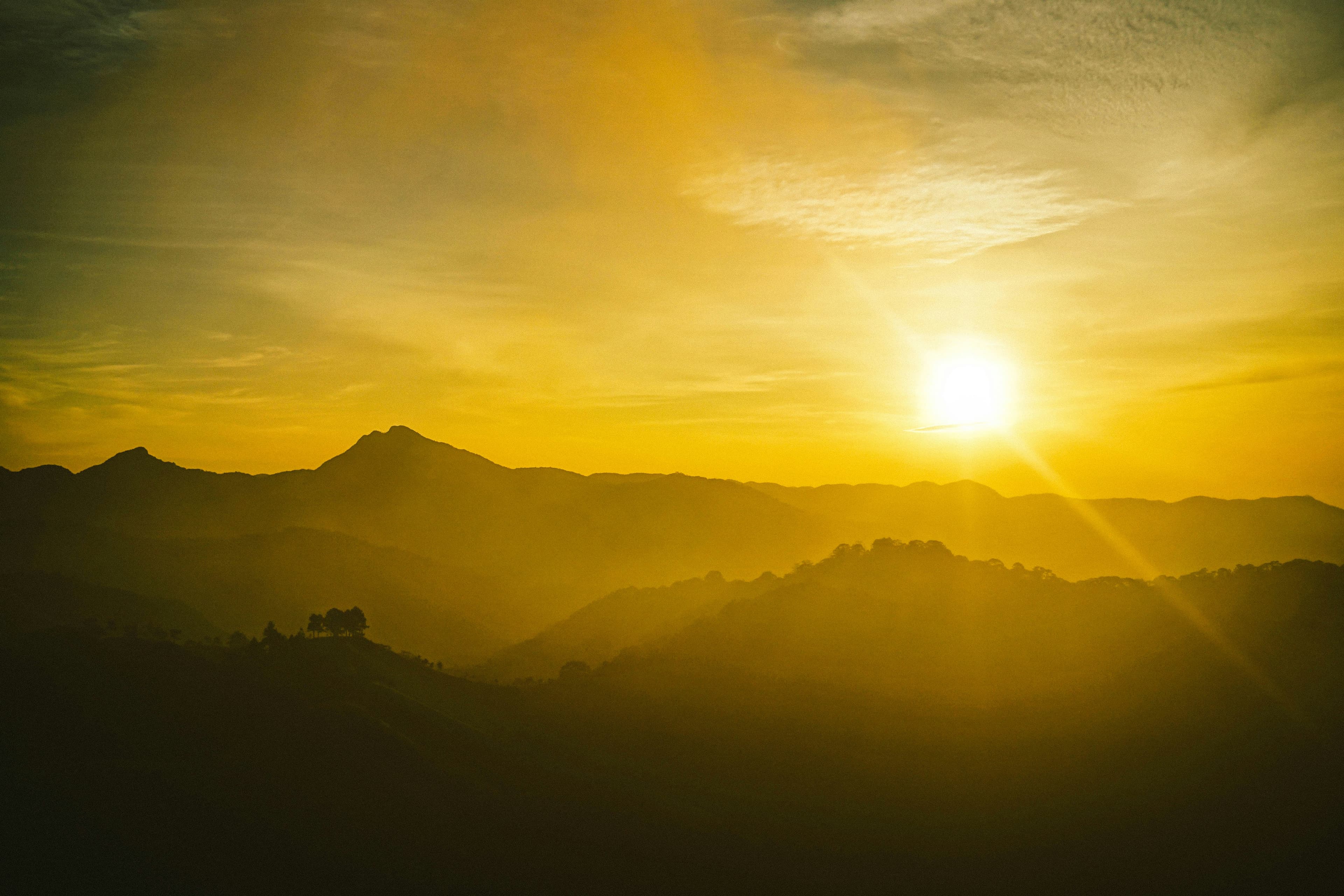 Peaceful travel landscape with warm lighting